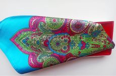 Платок индийский атлас, цветной с узором, 100*100 см