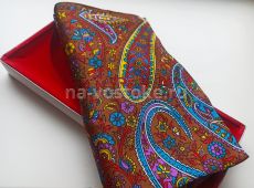 Платок индийский атлас, цветной с узором, 100*100 см