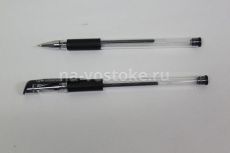 Ручка черная гелевая с резиновым упором  пластик 